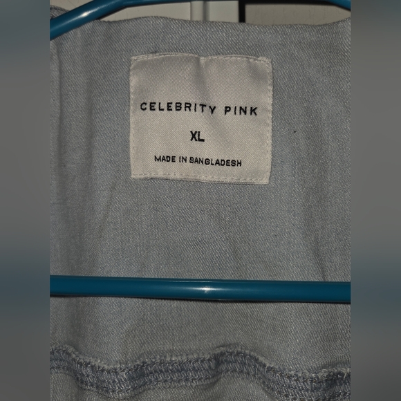 Celebrity Pink Light Blue Denim Jumpsuit - Picture 2 of 6